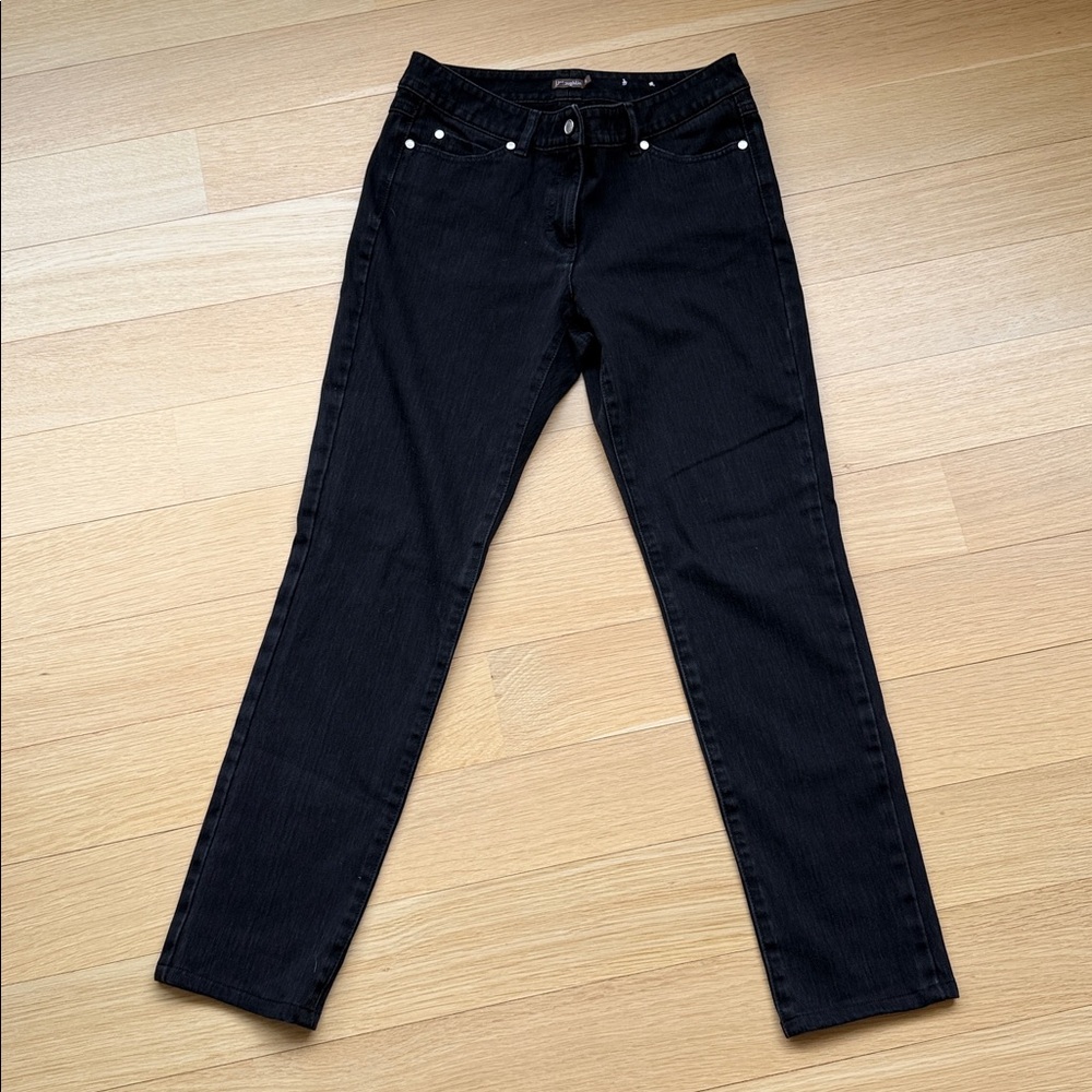 J. McLaughlin Black Straight Leg Mid Rise Cotton/Spandex Denim Jeans Size 6
